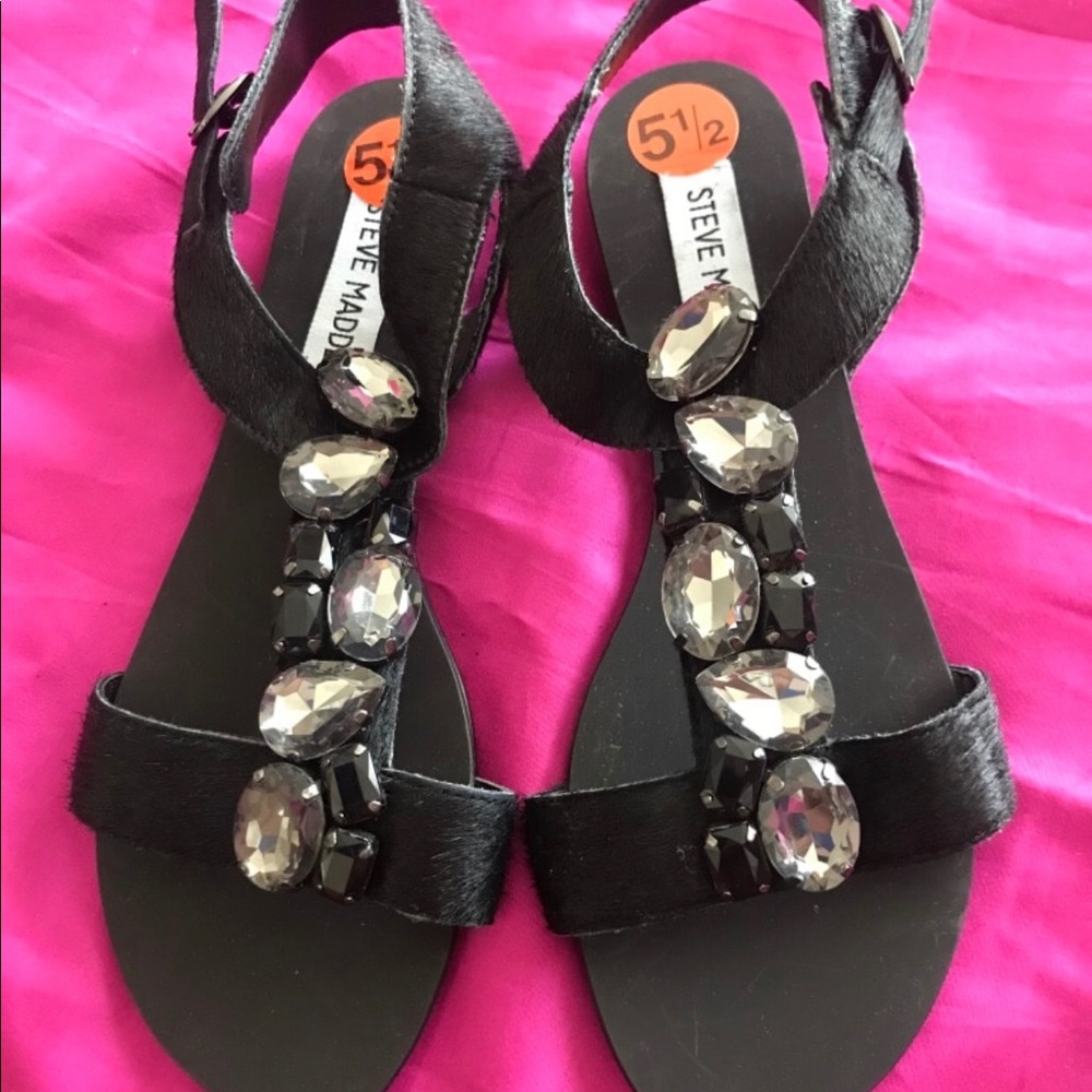 Steve Madden black and jewels sandals